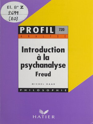 cover image of Introduction à la psychanalyse, Freud